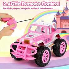Remote Control Pink Toy Car With Lights, Off-Road Princess Car Toy, Toddler Truck Toy, Suitable Birthday Gift For Girls (Batteries Not Included) - Pink - View 3