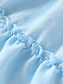 2件套女婴休闲优雅可爱柔软舒适3D立体花朵装饰蕾丝荷叶边针织吊带公主裙，适合夏季日常穿着、度假、派对、拍照、户外活动等场合。 - 彩色 - 查看 3