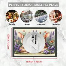 1pc/4pcs/6pcs/8pcs Vintage Rabbit Art Print Linen Placemats, Easter Gift, Easter Decor, Suitable For Dining Table, All Season Decoration, Modern Washable Tabletop Mat, Room Decor, Coasters, Kitchen Dining Placemats, Indoor Outdoor Party Decoration, Home Decor, Ideal Gift - Multicolor - View 10