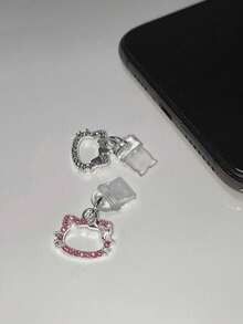 SANRIO Diamond Kitty Phone Charm With Charging Port Dust Plug, Universal For Apple & Type-C Phones - Multicolor - View 5