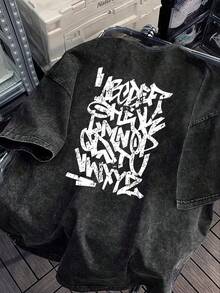 Áo thun nữ mùa hè mới in chữ, cổ tròn, tay ngắn, kiểu dáng rộng rãi, đa năng, màu đen. - màu đen - Xem 7