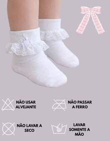 White Children's Socks With Lace For Baby Girl - trắng - Xem 6