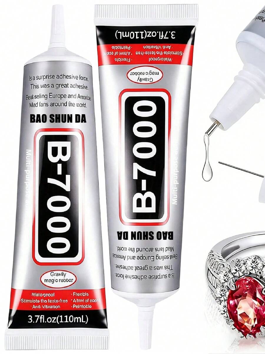 B-7000 Rhinestone Glue, 15/25/50/110ML (3.7 Fl Oz), Transparent Super Strong Jewelry Grade Adhesive, Waterproof Flexible Durable Industrial Craft Glue, Suitable For Fabric, Phone, Jewelry Making - B7000 Glue - View 1