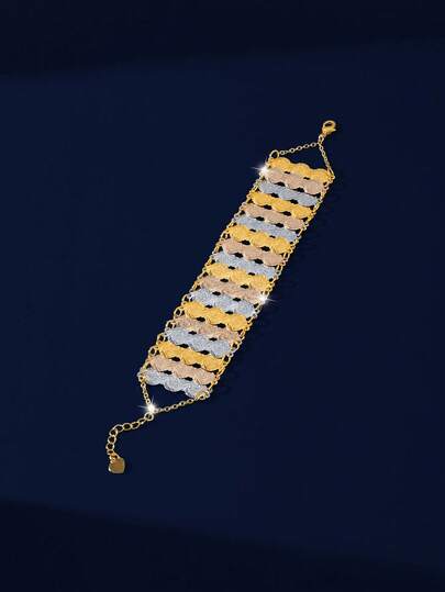 Mgyi 金色铜质时尚高端复古女士手链，18K镀金优雅方形设计，适合尼日利亚、迪拜、中东、沙特阿拉伯等地，可用于新娘婚礼、日常佩戴、结婚纪念日礼物、万圣节礼物等。