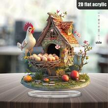 Bohemian Rooster Acrylic Plaque - Desk Decor With Stand, Rustic Home And Office Decoration, Suitable For Parties And Holidays - Multicolor - View 2