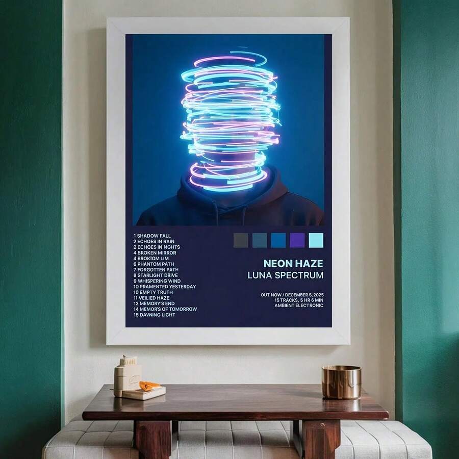 1 Stück Gerahmtes Wandkunstposter, Album Cover Poster, Tracklist Poster, Individuelles Album Poster | Wähle dein eigenes Album Poster, Studentenwohnheim Musik Dekoration, Musik Wandkunst, Schlafzimmer Dekoration, Heimdekoration, Raumdekoration Poster, Badezimmer Accessoires, Poster für Schlafzimmer, Geburtstagsgeschenk Frau - Verschiedenfarbig - Übersicht 1