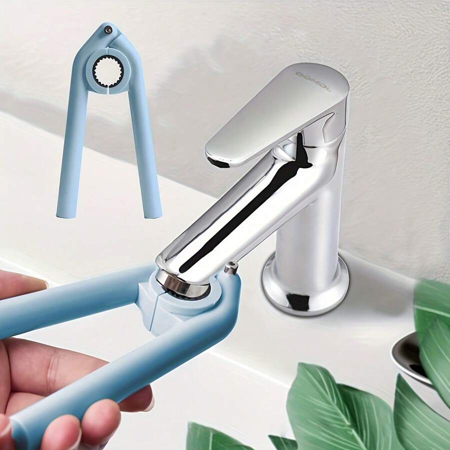 1件装多功能水龙头及水槽安装工具，通用水龙头扳手，多用途管道扳手，浴室安装维修工具，带塑料过滤器清洁器，圆形手柄设计，方便安装和拆卸 - 工业级工具。请注意，该工具本身由塑料制成，下单时务必谨慎。