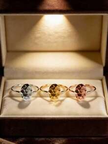 3pcs/Set Minimalist Halo Elegant Natural Delicate Women's Ring Friendship Gift Set, Suitable For Valentine's Day, Engagement, Date, Traveling - Multicolor - View 14