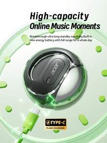 ACER OHR538 蓝牙耳机，开放式球形设计，OWS 无线耳机，具有深沉的低音立体声，低延迟，佩戴舒适，适合学习、商务、运动、跑步、健身，兼容手机、平板电脑、笔记本电脑，是圣诞节和情人节的绝佳礼物 - 均碼 - 查看 8