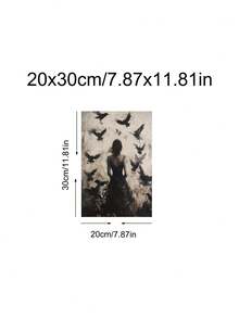 1pc Gothic Dark Woman Silhouette With Witchy Ravens Print, Moody Forest Decor, Festival Gift,Suitable For Bedroom,Living Room,Apartment,Wall Arts,Wall Decor,Home Decor,Room Decor, Canvas Wall Art, Posters, Wall Art With Frame, Optional Frame ﻿ ﻿ - A - View 16