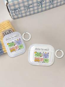 1pc Cartoon Slogan Pattern Wireless Bluetooth Earphone Protective Case Compatible With Apple 1/2/3/4, Pro/Pro2/Pro3 - Multicolor - View 2