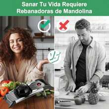 Cortador Mandolina de Acero Inoxidable para Cocina Picador de Juliana Verduras Frutas Papas Cebolla Patata con 5 Cuchillas Ajustable Cepillo de Limpieza y Guante Resistente a Corte Mandolina-020 - Negro1 - Ver 6