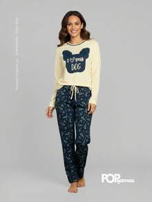 Women's Long Blogger Pajama Set - Warm, Soft Touch, Maximum Comfort For Sleeping In Cold Weather - Yellow - View 3