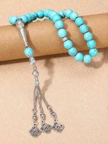 10毫米手工绿松石珠念珠项链，经典设计，男女皆宜 - 多色 - 查看 2