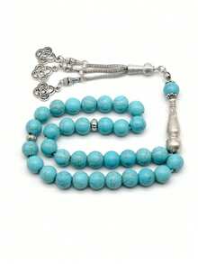 10毫米手工绿松石珠念珠项链，经典设计，男女皆宜 - 多色 - 查看 5