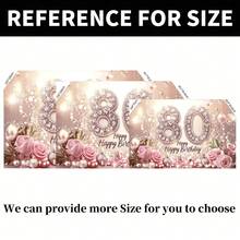 1 Piece Sparkling 80th Birthday Banner, Elegantly Decorated With Glittery Number 80, Perfect For 80th Anniversary Celebrations, Birthday Party Decorations, Cake Table Decorations, And Photo Booth Props. - Multicolor - View 4