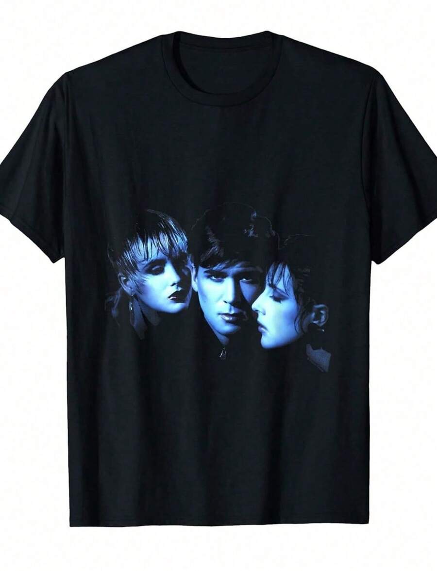 Vintage Human League Philip Oakey Trio Shot By Simon Fowler Graphic T-Shirt - Retro 80s Band Tee With Iconic Photo - 黑色 - 查看 1