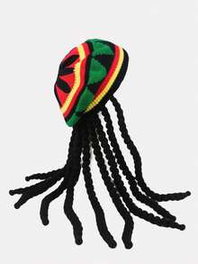 1pc New Jamaica Rasta Wig Hat, Knitted Beanie Cap, Unisex Suitable For Daily Wear And Parties - Jamaican Hat - View 2