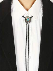 1pc Unisex Celtic Pattern Turquoise Pendant Bolo Tie, Texas Style American Western Cowboy Metal Bolo Tie - Multicolor - View 7
