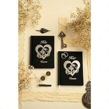 Impress Vow Books His And Hers Wedding Linen Vow Books For Wedding With Cufflinks Tie Clip Set Vow Book Foil Stamped Vows Wedding Vows Book - Wedding - View 2