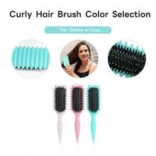 Curly Hair Brush For Defining & Separating Curls - Gentle Detangling Styling Brush To Reduce Pulling & Enhance Curl Shape - 粉色 - 查看 3