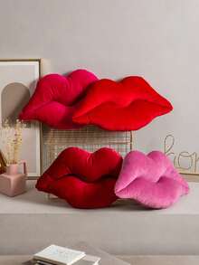 性感唇形抱枕，柔软天鹅绒内衬，光滑柔软的天鹅绒唇形靠垫，适合卧室和客厅 - 彩色 - 查看 8