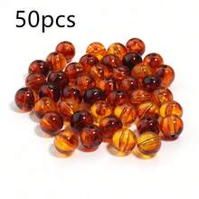 10-200pcs/Pack Amber Acrylic Round Beads 6-20mm Brown Handmade Necklace Bracelet Earring Clothing Accessories DIY Jewelry Supplies - Amber Beads - View 12