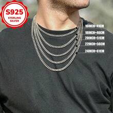 Sterling Silvery Cross Pendant Necklace, Stainless Steel Cuban Link Chain, Fashion Jewelry For Men, Curb Chock, Valentine'S Day Gift - 16.0吋鏈條 - 查看 6
