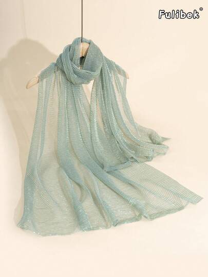 1pc Solid Color Polyester Shiny Scarf, Soft Shawl & Headscarf