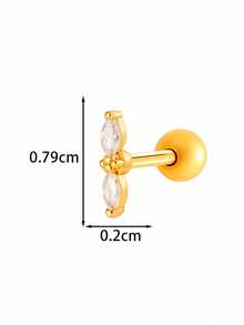 Toppiercing 1pc Versatile Fashion Micro-Inlaid Zirconia Creative Stainless Steel Cartilage Piercing Earring - Multicolor - View 5
