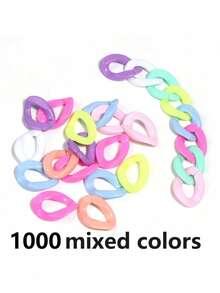 100/1000 piezas Cadena de acrílico de colores mixtos Anillo abierto de plástico Llavero Accesorios de joyería DIY Cadena abierta arcoíris - Multicolor - Ver 25