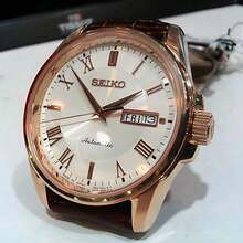 Seiko 男士奢华双色自动机械腕表，不锈钢表壳，罗马数字时标，日期显示，商务正装腕表。SRP186J1 - 白色 - 查看 4