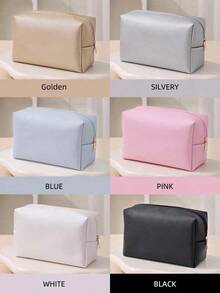 1pc Minimalist Travel Cosmetic Bag, Toiletry Organizer, Portable Outdoor Travel Wash Bag, Fashion Handbag, Daily Travel Use, Travel Accessories Storage Bag, Can Store Makeup Tools, PU Material, Men's Toiletry Bag, Makeup Brush Organizer - Multicolor - View 2