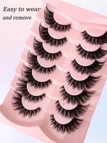 7 Pairs Half Lashes Cat Eye False Eyelashes Manga Eyelashes Short Soft 3d Faux Mink Eyelashes Natural Makeup,Gift For Women & Girl,7mm-16mm,False Eyelashes Natural,Ultra-Light,Long-Lasting - fox eye lashes - View 4