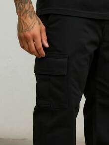 Zoti Men's Oversized Streetwear Cargo Pants With Elastic Waistband - Black - View 5