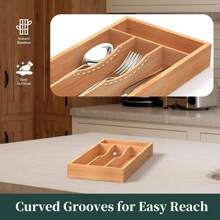 BEKVEM Small Silverware Organizer, Bamboo Kitchen Drawer Organizer, Utensil Holder, Cutlery Tray &Amp; Spoon Flatware Storage With Grooved Drawer Dividers - Màu A - Xem 2