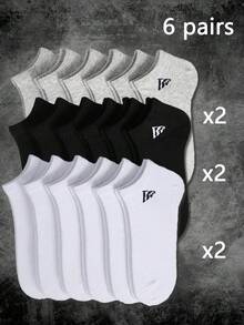 15 Pairs Solid Black, White, Grey Short Socks, Fashionable Minimalist Sports Socks, Invisible Ankle Socks, Suitable For Daily Wear And Outdoor Activities All Season Christmas Gift - Multicolor - View 12