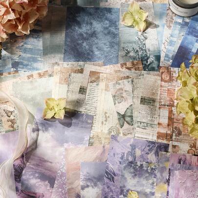 30pcs/Pack Vintage Textured Scrapbooking Paper, Non-Adhesive DIY Decoration Material Paper, Holiday Gift, Handmade Collage Supplies, Personalized Scrapbook Planning Creative School Stationery