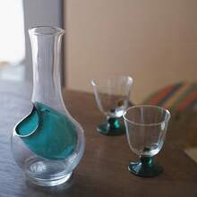 日式冷饮酒杯，带冰格口袋 - 优雅玻璃壶，适合家庭或餐厅使用，饰有蓝灰色口袋，是母亲节、父亲节、圣诞节或万圣节的完美礼物，也是餐厅餐具的理想之选。 - 彩色 - 查看 3