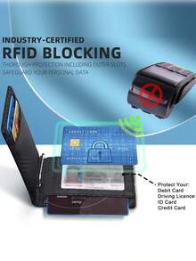 超薄RFID屏蔽信用卡夹 碳纤维PU皮革双折智能钱包 身份证银行卡夹 金属钱夹 男士双折钱包 - 彩色 - 查看 5