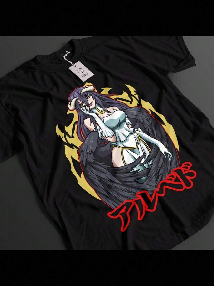 Overlord Shirt Albedo Tshirt Ainz T-Shirt Shalltear Top Demiurge Sebas Anime Tee - 黑色 - 查看 1