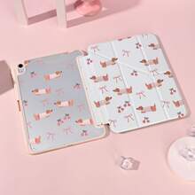 Bear 1pc Cute Dachshund Pattern Tablet Case With Pencil Holder, Multi-Angle Stand Protective Cover, Auto Sleep/Wake,Kawaii Tablet Case Compatible With Pro/Air/Compatible With Samsung Galaxy A9/S9/S7/S10+/Compatible With XIAOMI - Multicolor - View 2