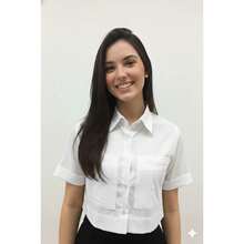 Camisa Casual Elegante em Tricoline/Poliamida Manga Dobrada - Branco - Visão 2