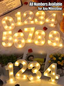 1/3/4/5 piezas Luces digitales LED de 6.3"/8.27" - Decoración para propuesta de San Valentín | Luces románticas de color blanco cálido para cumpleaños, boda, aniversario, fiesta posterior a las vacaciones - Blanco - Ver 8