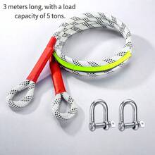 1 Juego de gancho de remolque y cuerda de remolque resistente, cuerda de remolque duradera, equipada con 2 ganchos en forma de U de acero, para uso frontal, adecuada para todo tipo de terreno para camiones, SUV, automóviles, vehículos recreativos, barcos - A - Ver 6