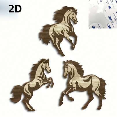 3pcs Wooden Horse Shaped Wall Art Decor, Inspirational Wall Decoration, Suitable For Home, Farmhouse, Cafe, Living Room, Office, Studio, Bar, Coffee Shop, Club, Gift
