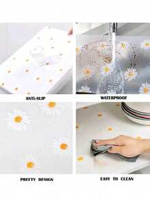 2 Rolls Daisy Non-Slip Mats, Suitable For Kitchen Cabinets, Drawers, Refrigerators, EVA Waterproof And Durable, Easy To Place Pads - Multicolor - View 5