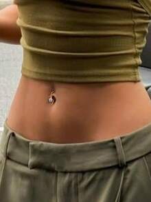 1pc S925 Sterling Silver 18K Gold Plated Water Drop Navel Ring, Inlaid With Cubic Zirconia, Lightweight & Hypoallergenic Navel Piercing Jewelry - Single Earring Accessories - View 3