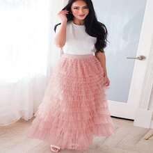 Jupe en tulle à volants pour femme, jupe midi, jupe longue en tulle, disponible en différentes tailles, convient pour un poids de 80 à 135 livres. - Rose bonbon - Voir 4