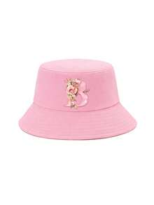 1 buah Topi Ember Anak Perempuan Warna Pink Elegan dengan Motif Huruf Bunga Mawar, 26 Pilihan Huruf, Manis & Chic, Bergaya, Ringan, dan Melindungi dari Matahari, Cocok untuk Pemakaian Sehari-hari, Aktivitas Luar Ruangan, Sekolah, dan Hadiah - Berwarna merah muda - View 15